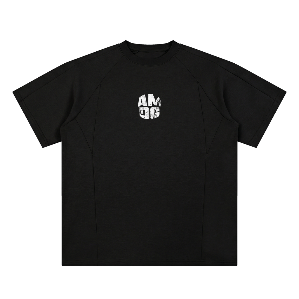 Unisex oversized paneled raglan t-shirt in cotton blend with short sleeves and round neck