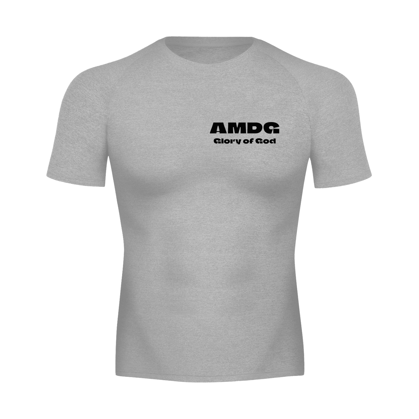 Men's performance short sleeve t-shirt for gym, lightweight, stretchy polyester blend, skinny fit with raglan sleeves and round neck