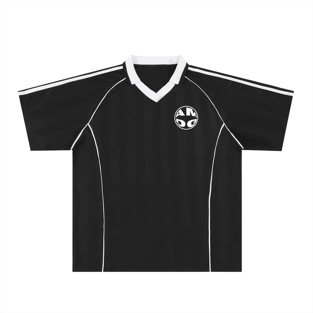 Unisex oversized thin polyester shirt with Ad Majorem Dei Gloriam design, casual sporty style, raglan sleeve and V-neck