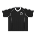 Unisex oversized thin polyester shirt with Ad Majorem Dei Gloriam design, casual sporty style, raglan sleeve and V-neck