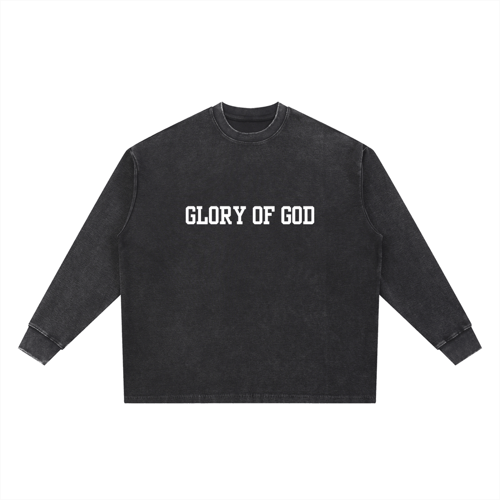 Unisex Mineral Wash Waffle Oversized T-Shirt in thick cotton-polyester blend with long sleeves and round neck