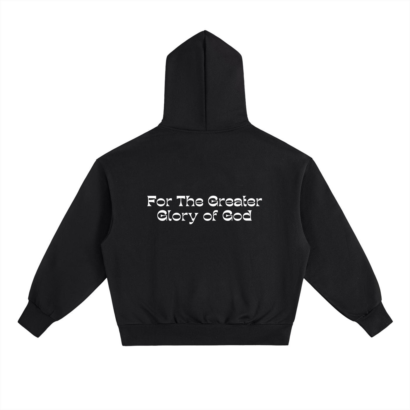 Black Essential Heavyweight Fleece Hoodie, AMDG
